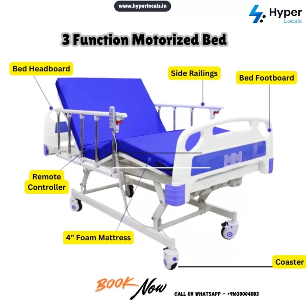 Hospital bed for rent, hyperlocals provide 3-function electric or motorized bed for rent