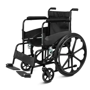 Foldable manual wheelchair for rent in Hyderabad – black lightweight design