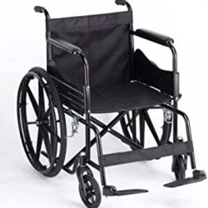 Foldable manual wheelchair for rent in Hyderabad – black lightweight design